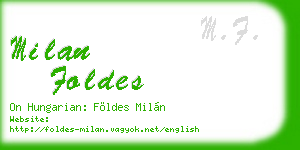 milan foldes business card